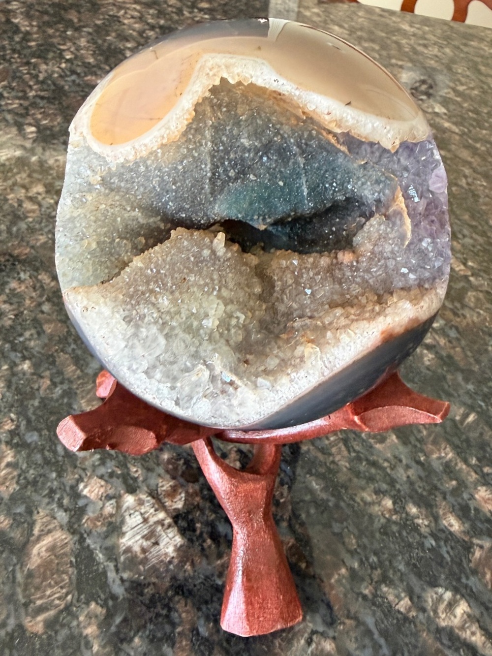 Amethyst Crystal Geode Sphere Accent in Purple and Gray